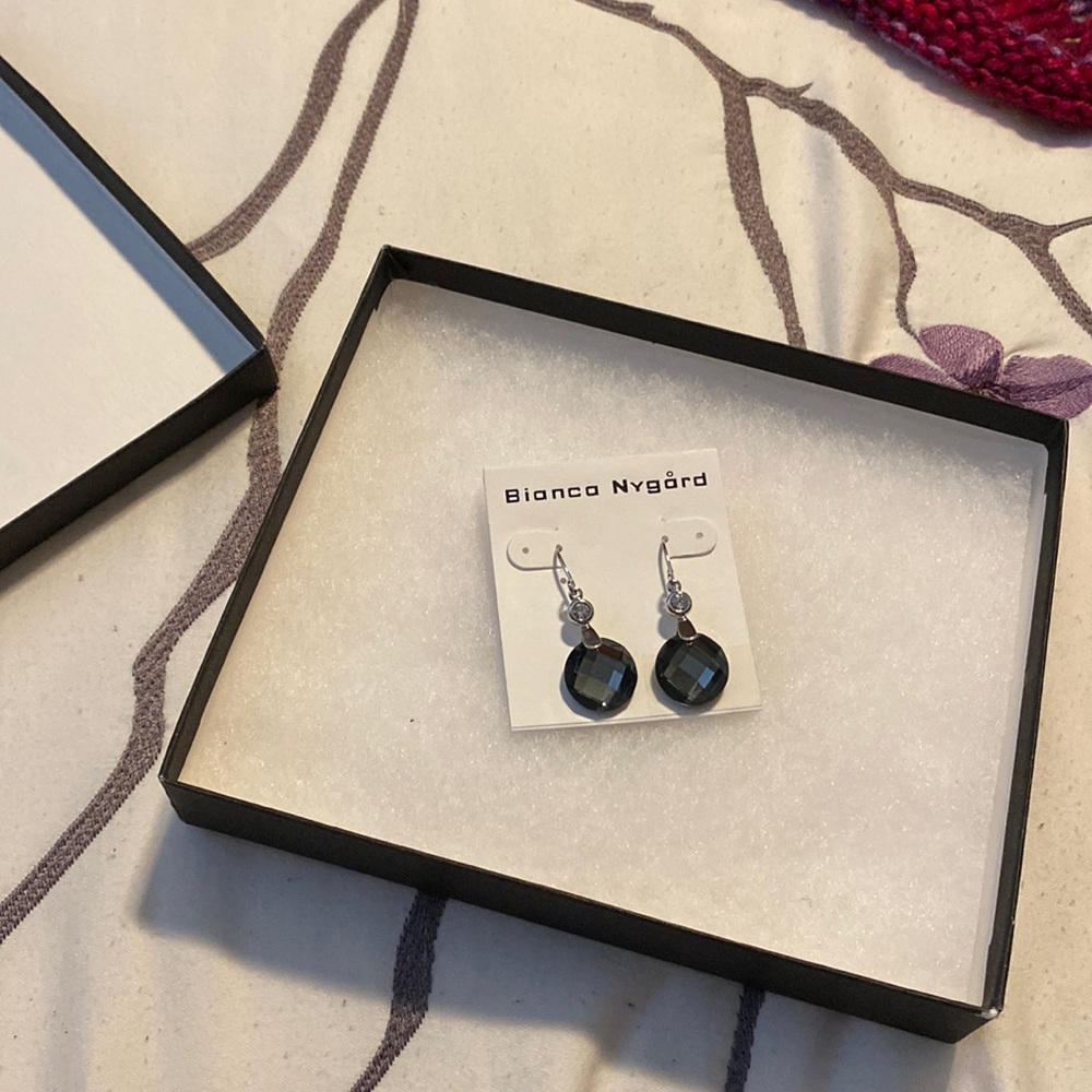 Bianca Nygard Black and Silver Crystal Earrings